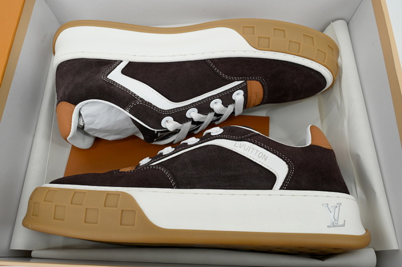【DA0AP】黑棕 路易威登 圆头系带板鞋  LOUIS VUITTON Brown