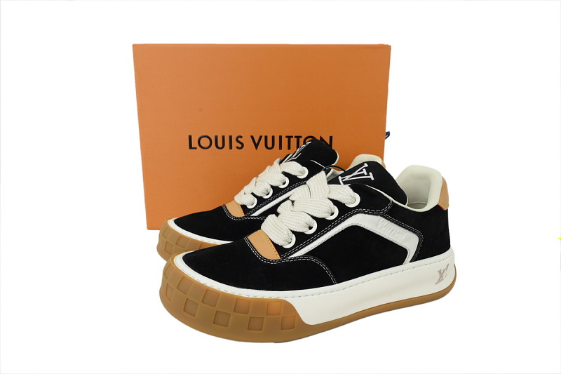 【DA0AP】黑色 路易威登 圆头系带板鞋 LOUIS VUITTON Black