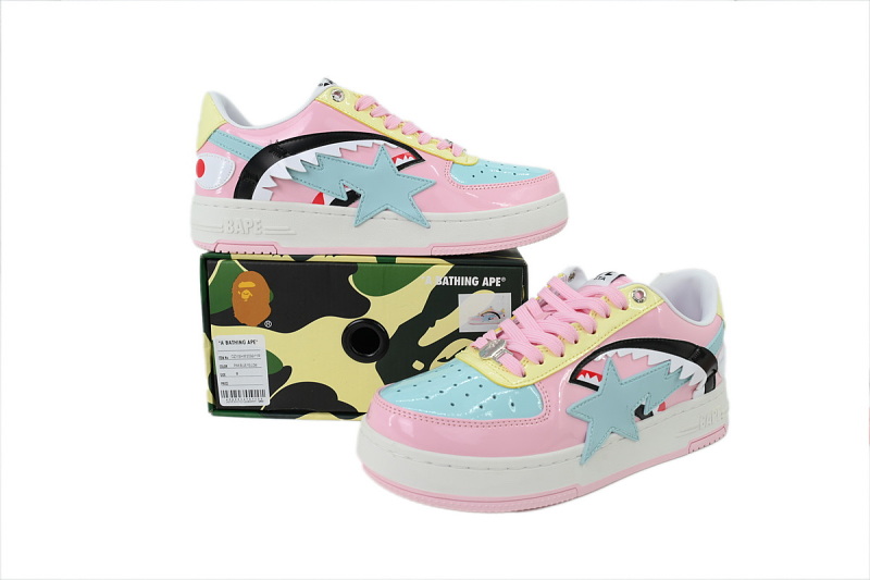 【AD1BP】沙鱼二代粉红 跑量款芭比猿猴低帮板鞋 OZXSHM309911R A Bathing Ape pink