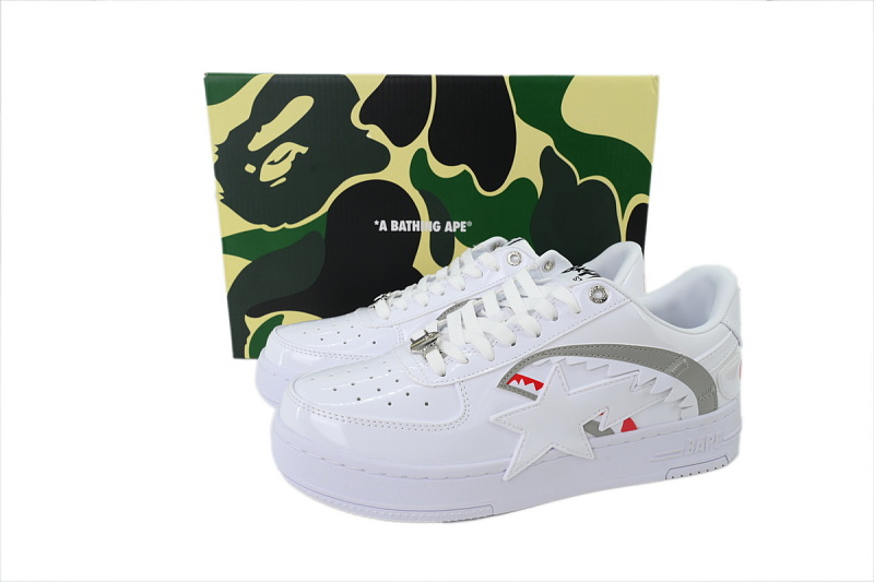 【AD1BP】沙鱼二代白色 跑量款芭比猿猴低帮板鞋 OZXSHM309911R A Bathing Ape White