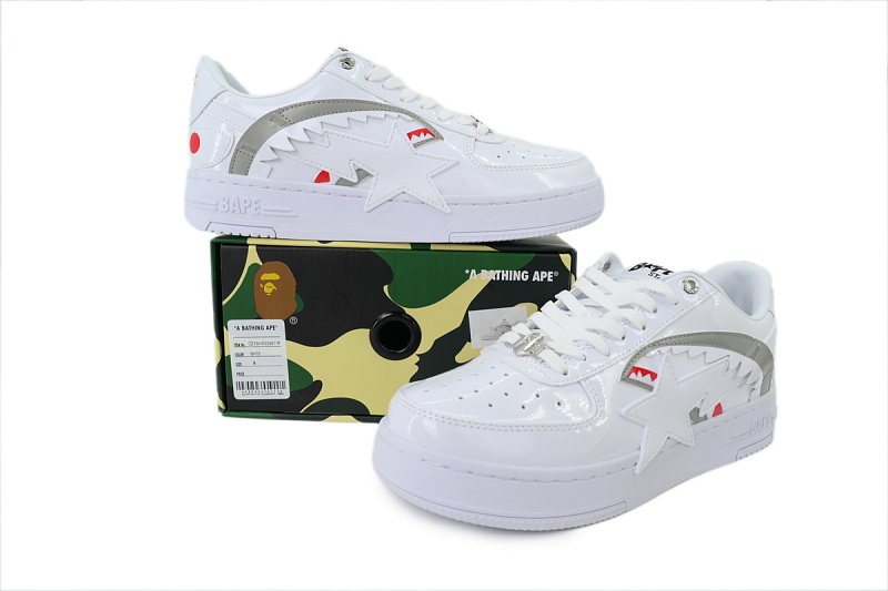 【AD1BP】沙鱼二代白色 跑量款芭比猿猴低帮板鞋 OZXSHM309911R A Bathing Ape White