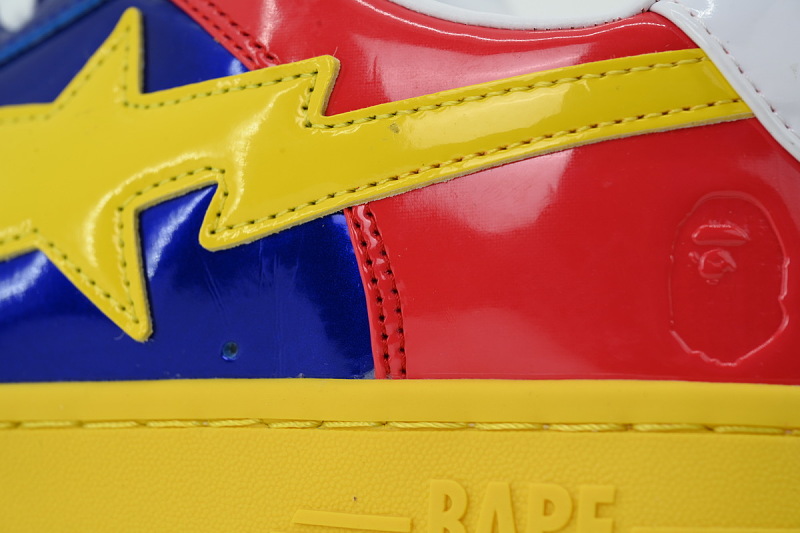【AD1BP】鲜红宝蓝 跑量款芭比猿猴低帮板鞋 OZXSHM329911Q A BATHING APE BAPE Red and Blue