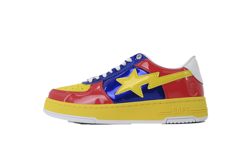 【AD1BP】鲜红宝蓝 跑量款芭比猿猴低帮板鞋 OZXSHM329911Q A BATHING APE BAPE Red and Blue