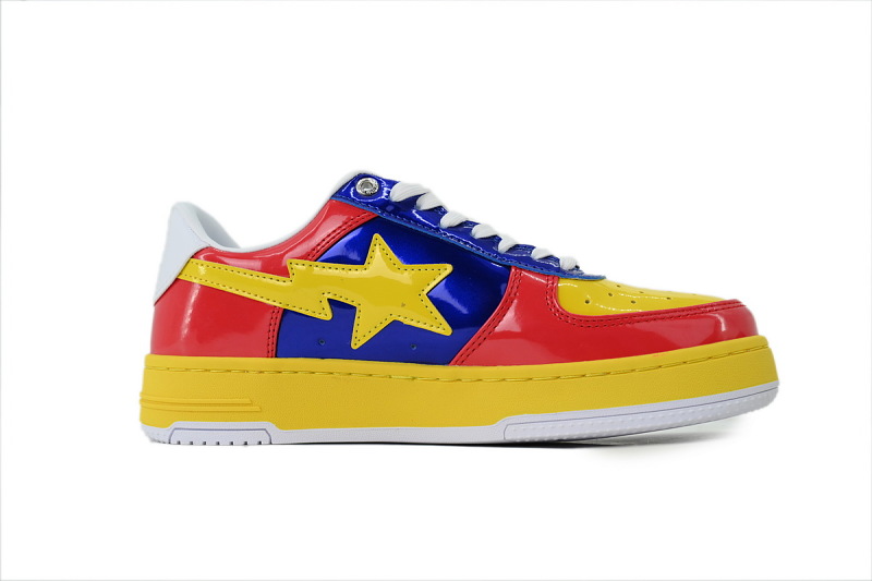 【AD1BP】鲜红宝蓝 跑量款芭比猿猴低帮板鞋 OZXSHM329911Q A BATHING APE BAPE Red and Blue