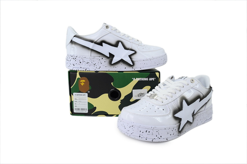 【AD1BP】白色涂鸦 跑量款芭比猿猴低帮板鞋 OZXSHM310911Q A Bathing Ape  White graffiti