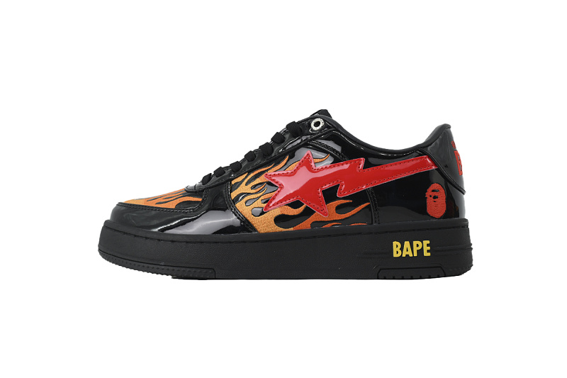 【AD1BP】黑红火焰 跑量款芭比猿猴低帮板鞋 OZXSHM310911Q A Bathing Ape "Orange Black and Red Flames