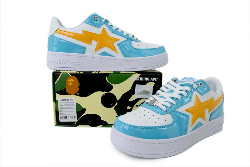 【AD1BP】桔红蓝星 跑量款芭比猿猴低帮板鞋 OZXSHM1913070 A Bathing Ape "Orange Red Blue Star