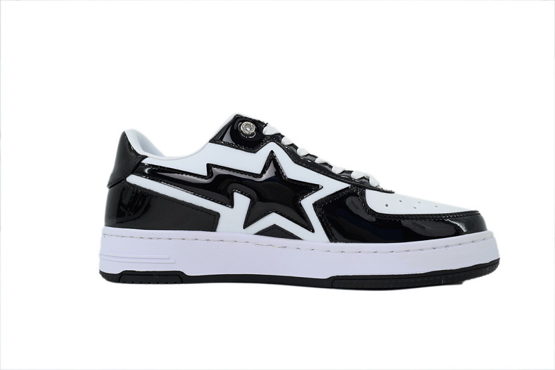 【AD1BP】黑白星 跑量款芭比猿猴低帮板鞋 1L80-191-305 A BATHING APE BAPE Black and White