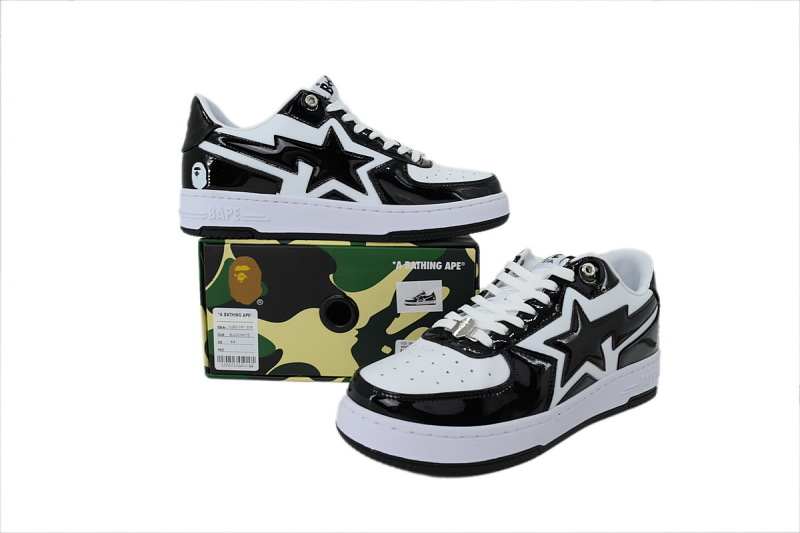 【AD1BP】黑白星 跑量款芭比猿猴低帮板鞋 1L80-191-305 A BATHING APE BAPE Black and White