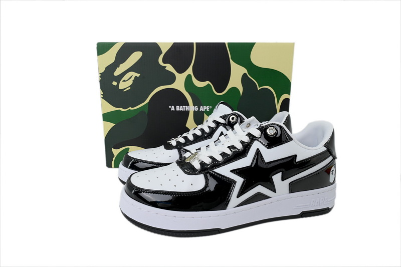 【AD1BP】黑白星 跑量款芭比猿猴低帮板鞋 1L80-191-305 A BATHING APE BAPE Black and White