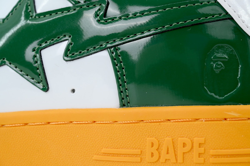 【AD1BP】米灰黄绿 跑量款芭比猿猴低帮板鞋 OZXSHM327911Q A BATHING APE BAPE Grey Yellow Green