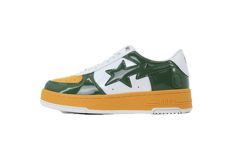 【AD1BP】米灰黄绿 跑量款芭比猿猴低帮板鞋 OZXSHM327911Q A BATHING APE BAPE Grey Yellow Green