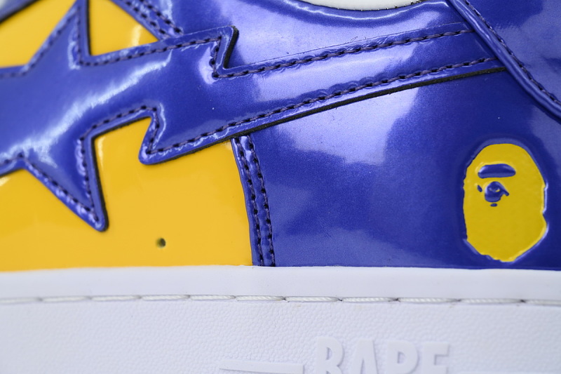 【AD1BP】紫色黄 跑量款芭比猿猴低帮板鞋 OZXSHM304911P A BATHING APE BAPE Purple Yellow