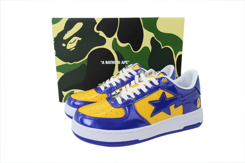 【AD1BP】紫色黄 跑量款芭比猿猴低帮板鞋 OZXSHM304911P A BATHING APE BAPE Purple Yellow