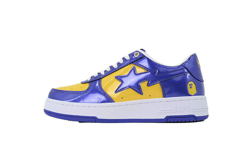 【AD1BP】紫色黄 跑量款芭比猿猴低帮板鞋 OZXSHM304911P A BATHING APE BAPE Purple Yellow