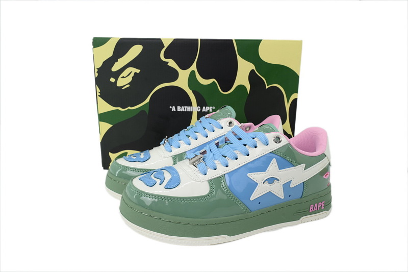 【AD1BP】米绿 跑量款芭比猿猴低帮板鞋 001FWL231912C A BATHING APE BAPE Beige Green