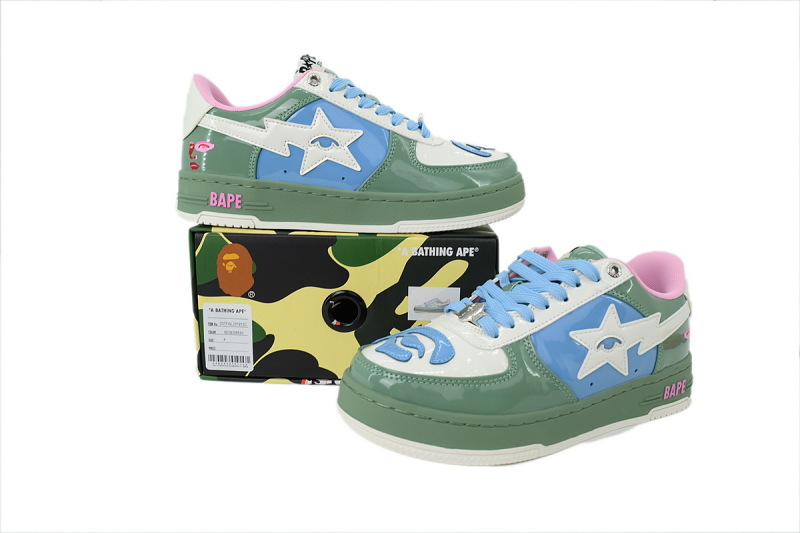 【AD1BP】米绿 跑量款芭比猿猴低帮板鞋 001FWL231912C A BATHING APE BAPE Beige Green