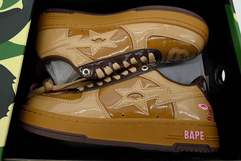 【AD1BP】棕色 跑量款芭比猿猴低帮板鞋 OZXSHM9129110 A BATHING APE BAPE Brown