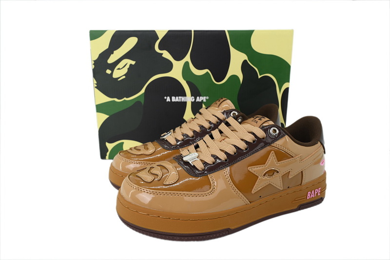 【AD1BP】棕色 跑量款芭比猿猴低帮板鞋 OZXSHM9129110 A BATHING APE BAPE Brown