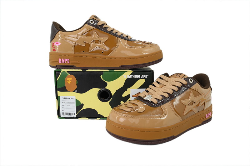 【AD1BP】棕色 跑量款芭比猿猴低帮板鞋 OZXSHM9129110 A BATHING APE BAPE Brown