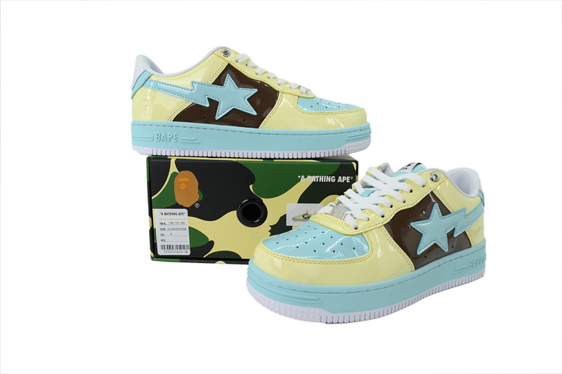 【AD1BP】黄绿棕  跑量款芭比猿猴低帮板鞋 1180 191 006 BATHING APE Yellow  Green Brown
