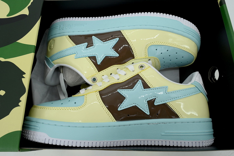 【AD1BP】黄绿棕  跑量款芭比猿猴低帮板鞋 1180 191 006 BATHING APE Yellow  Green Brown