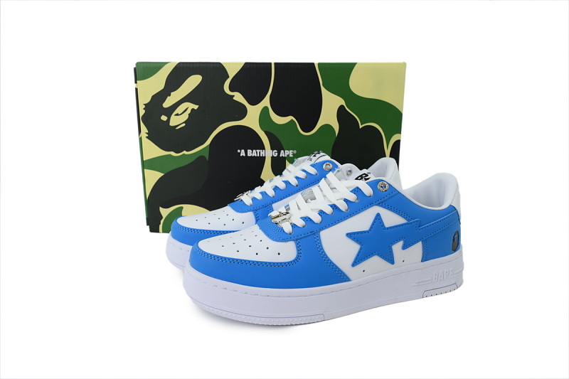 【AD1BP】蓝黑白 跑量款芭比猿猴低帮板鞋 OZXSHM 1913050 BATHING APE Blue Black White