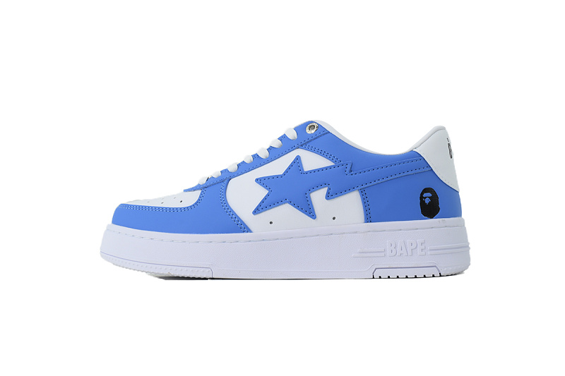 【AD1BP】蓝黑白 跑量款芭比猿猴低帮板鞋 OZXSHM 1913050 BATHING APE Blue Black White