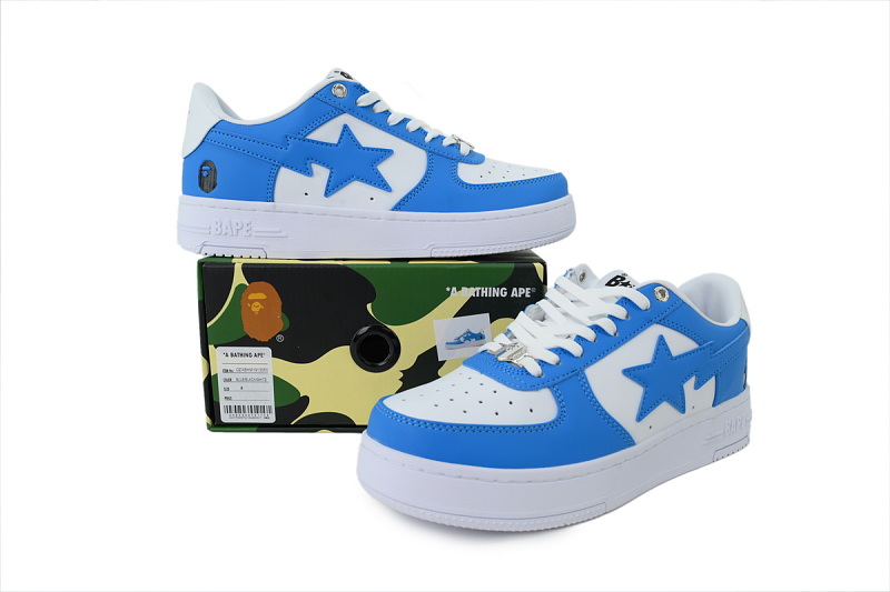 【AD1BP】蓝黑白 跑量款芭比猿猴低帮板鞋 OZXSHM 1913050 BATHING APE Blue Black White