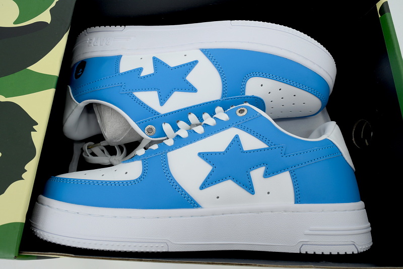 【AD1BP】蓝黑白 跑量款芭比猿猴低帮板鞋 OZXSHM 1913050 BATHING APE Blue Black White