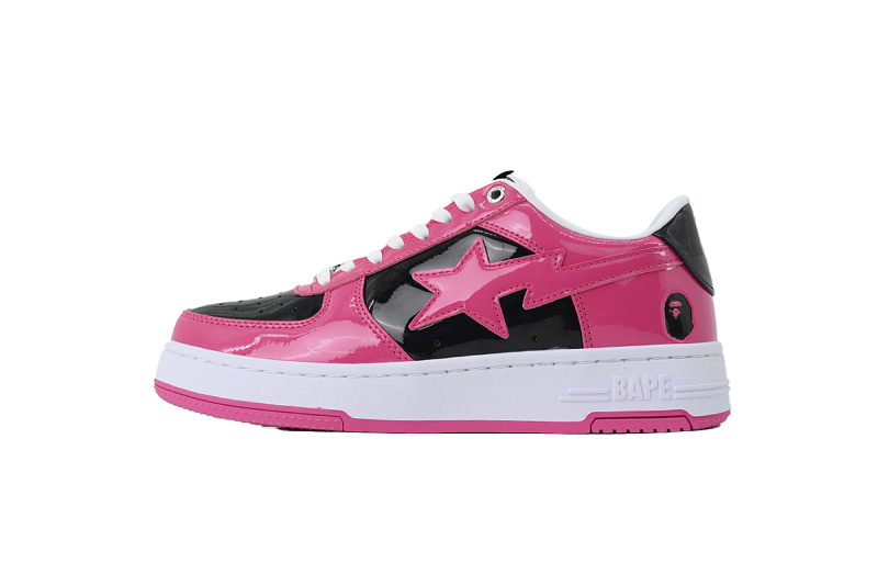 【AD1BP】黑玫红 跑量款芭比猿猴低帮板鞋 OZXSHM 1913050  BATHING APE Red Black Rose Red