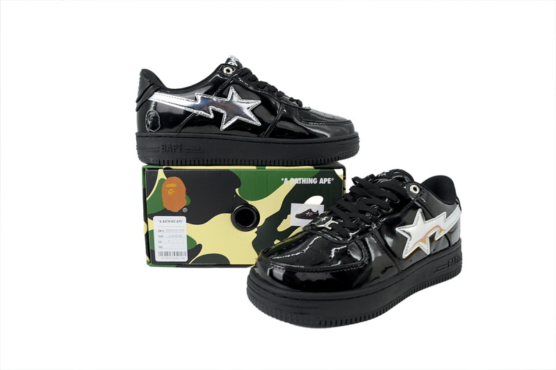 【AD1BP】黑银 跑量款芭比猿猴低帮 OZXSHM 191302M BATHING APE Red Black Silver