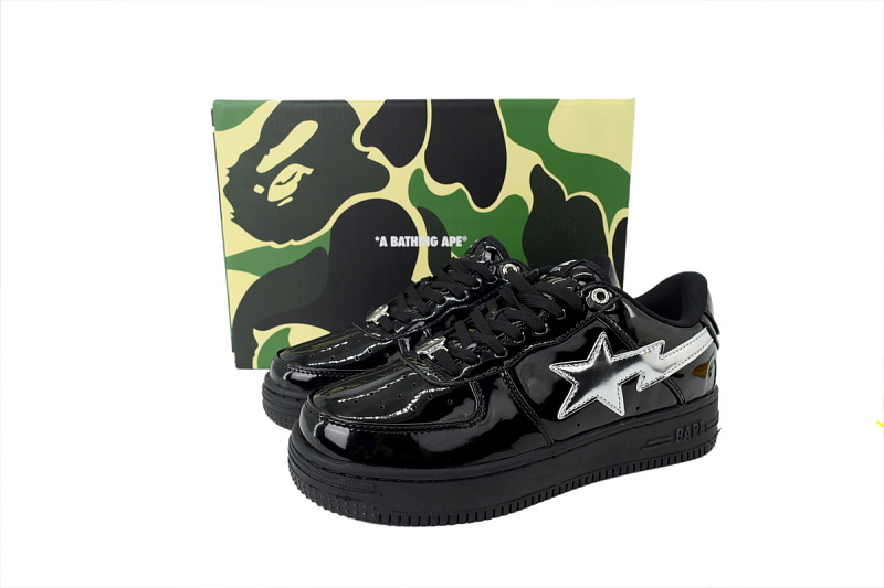 【AD1BP】黑银 跑量款芭比猿猴低帮 OZXSHM 191302M BATHING APE Red Black Silver