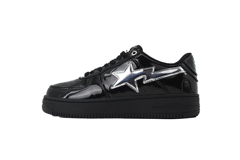 【AD1BP】黑银 跑量款芭比猿猴低帮 OZXSHM 191302M BATHING APE Red Black Silver