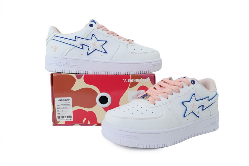 【AD1BP】白粉双星 跑量款芭比猿猴低帮 BPYSNSN 0061C BATHING APE White Powder Twin Star