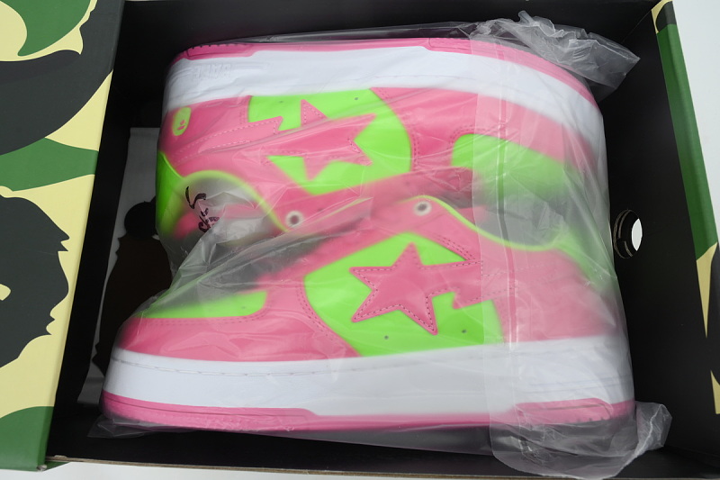 【AD1BP】桃红绿 跑量款芭比猿猴低帮 OXZ-SHM19-13030 BATHING APE Peach Red Green