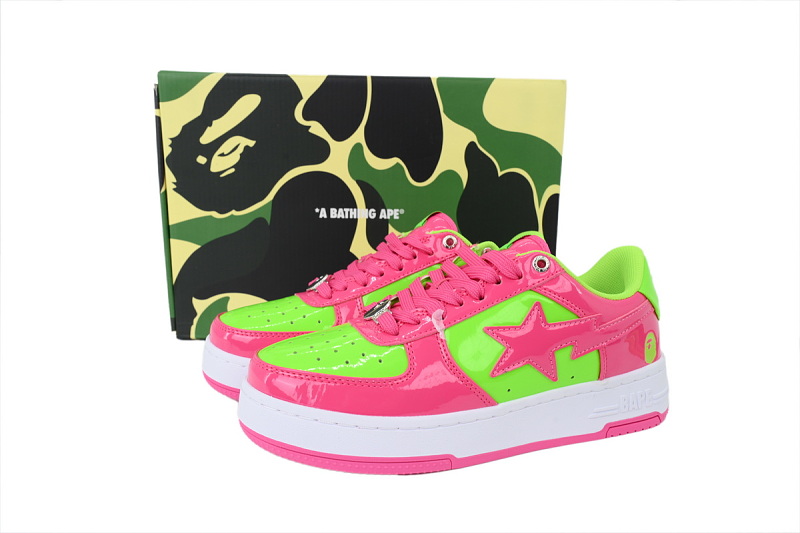 【AD1BP】桃红绿 跑量款芭比猿猴低帮 OXZ-SHM19-13030 BATHING APE Peach Red Green
