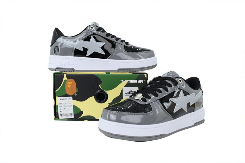 【AD1BP】碳灰黑白 跑量款芭比猿猴低帮 OXZ-SHM19-13030 BATHING APE Carbon Ash Black And White