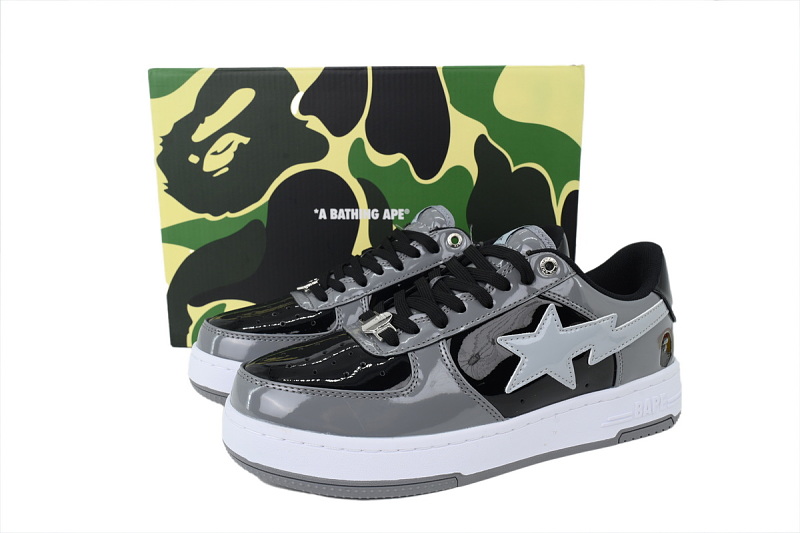 【AD1BP】碳灰黑白 跑量款芭比猿猴低帮 OXZ-SHM19-13030 BATHING APE Carbon Ash Black And White