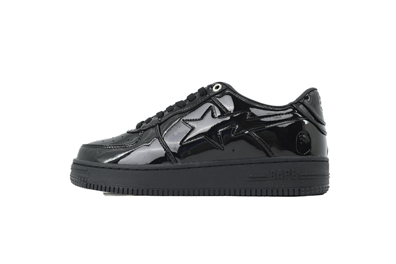 【AD1BP】镜面黑 跑量款芭比猿猴低帮 1G30-191-010 BATHING APE Mirror Black