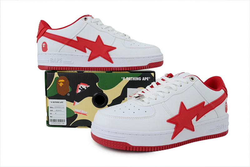 yupoo_296454_d307aac4.jpg 【AD1BP】红白大星 跑量款芭比猿猴低帮板鞋 OZXSHMX 91314M BATHING APE Red And White Big Star