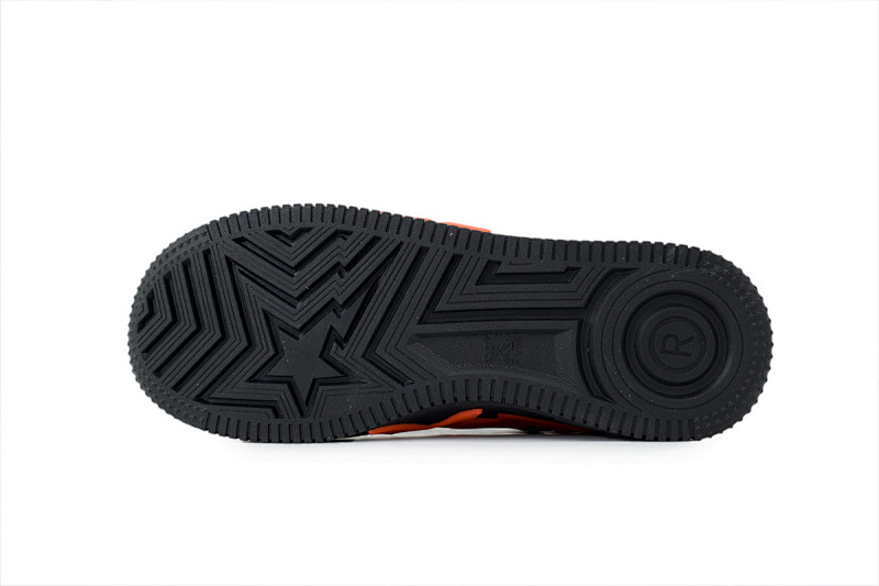 【AD1BP】黑桔红大星星 跑量款芭比猿猴低帮板鞋 OZX8HMX 91315M  BATHING APE Black Tangerine Red Big Star