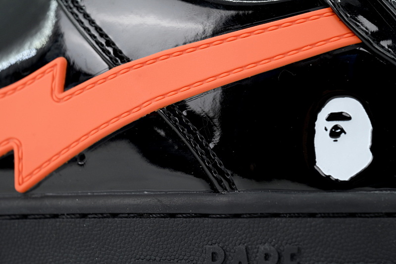 【AD1BP】黑桔红大星星 跑量款芭比猿猴低帮板鞋 OZX8HMX 91315M  BATHING APE Black Tangerine Red Big Star