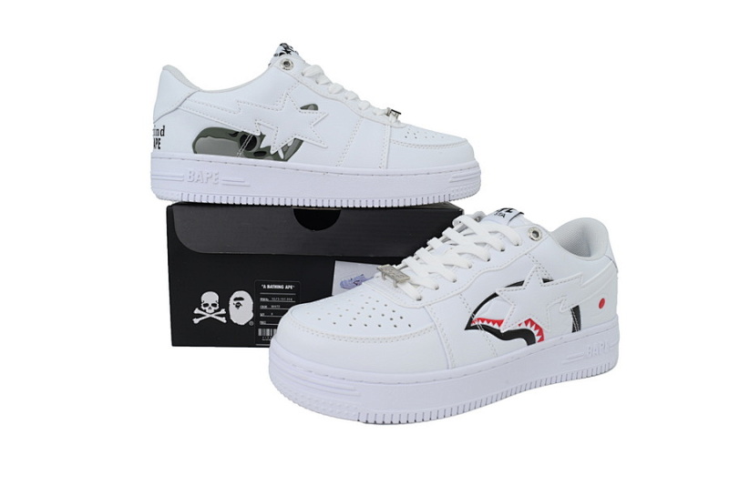【AD1BP】白鲨鱼联名 跑量款芭比猿猴低帮板鞋 IG73-191-914 BATHING APE White Shark Collaboration