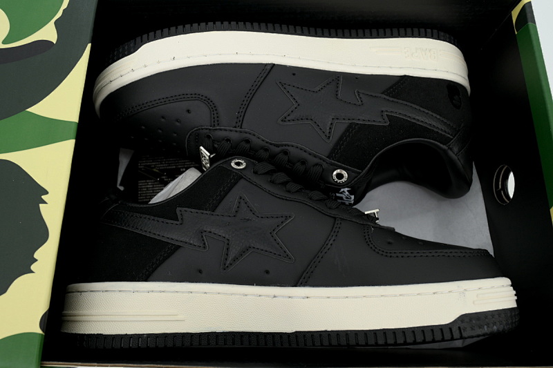 【AD1BP】黑米 跑量款芭比猿猴低帮板鞋 1G70-191-042 BATHING APE Black Rice