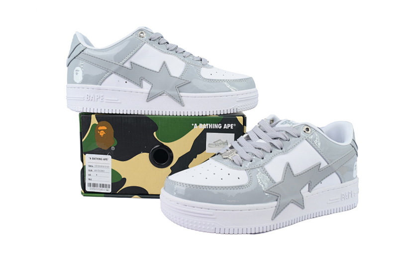【AD1BP】白灰大勾 跑量款芭比猿猴低帮板鞋 OZXSHMX91310N A BATHING APE Bape STA