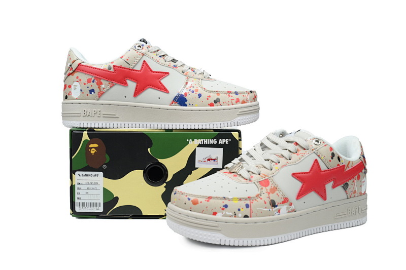 【AD1BP】米白3D 跑量款芭比猿猴低帮板鞋 1I20-191-009 A BATHING APE Bape STA