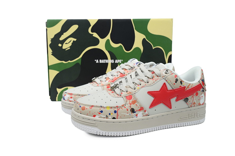 【AD1BP】米白3D 跑量款芭比猿猴低帮板鞋 1I20-191-009 A BATHING APE Bape STA