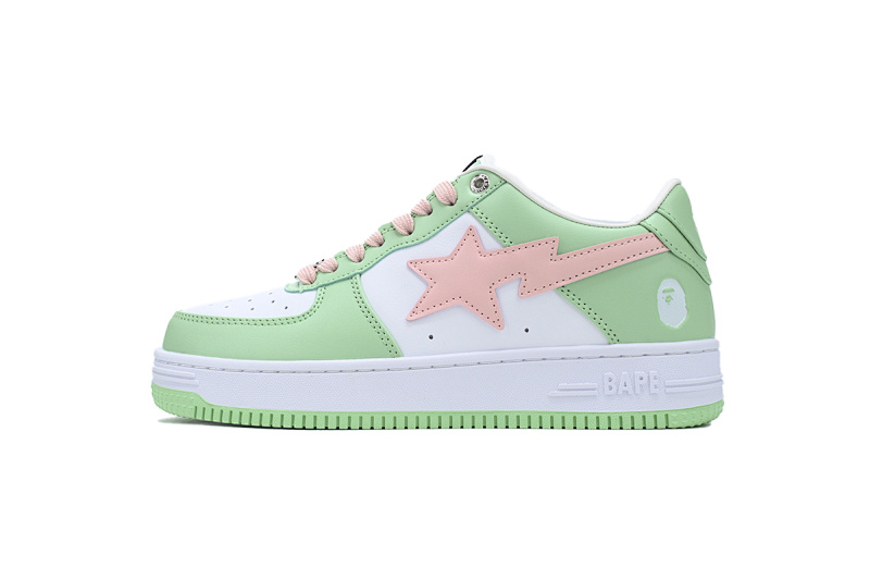 【AD1BP】绿粉皮面 跑量款芭比猿猴低帮板鞋 1H70-191-055 A BATHING APE Bape STA