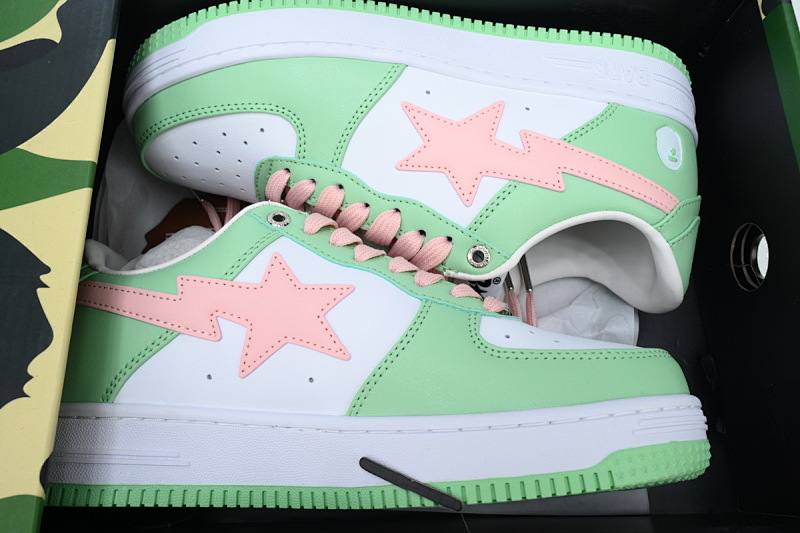 【AD1BP】绿粉皮面 跑量款芭比猿猴低帮板鞋 1H70-191-055 A BATHING APE Bape STA